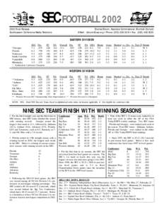 SEC FOOTBALLFinal Release Southeastern Conference Media Relations Charles Bloom, Associate Commissioner (Football Contact) E-Mail:  • Phone: ( • Fax: (