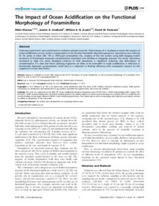 The Impact of Ocean Acidification on the Functional Morphology of Foraminifera Nikki Khanna1,3,5*, Jasmin A. Godbold2, William E. N. Austin3,4, David M. Paterson1 1 Scottish Oceans Institute, School of Biology, Universit