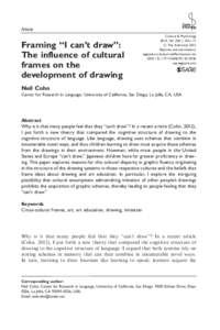 Article  Framing ‘‘I can’t draw’’: The influence of cultural frames on the development of drawing