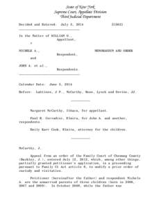 State of New York Supreme Court, Appellate Division Third Judicial Department Decided and Entered: July 3, 2014 ________________________________