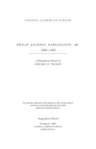 national academy of sciences  Philip jackson Darlington, jr. 1904—1983