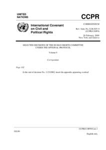UNITED NATIONS CCPR International Covenant on Civil and