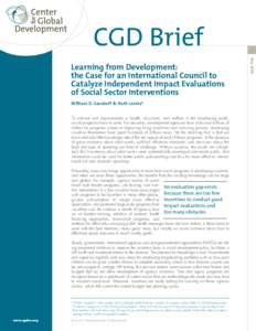 Learning from Development: the Case for an International Council to Catalyze Independent Impact Evaluations of Social Sector Interventions