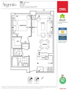 1B1  (26st Floor) 1 Bedroom 551 sq.ft.* Tentative Occupancy Spring 2015*