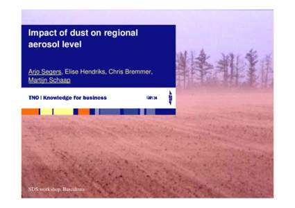 Impact of dust on regional aerosol level Arjo Segers, Elise Hendriks, Chris Bremmer, Martijn Schaap  SDS workshop, Barcelona