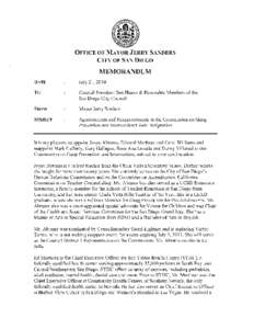 OFFICE OF MAYOR JERRY SANDERS   CITY OF SAN DIEGO MEMORANDUM