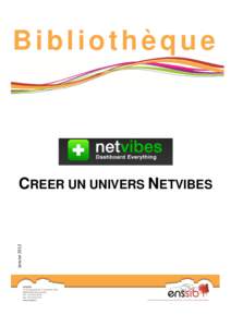 Bibliothèque  Janvier 2012 CREER UN UNIVERS NETVIBES