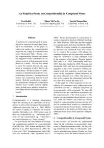 An Empirical Study on Compositionality in Compound Nouns Siva Reddy University of York, UK Diana McCarthy Lexical Computing Ltd, UK