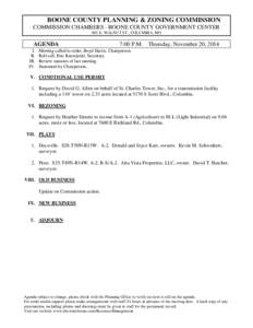 BOONE COUNTY PLANNING & ZONING COMMISSION COMMISSION CHAMBERS - BOONE COUNTY GOVERNMENT CENTER 801 E. WALNUT ST., COLUMBIA, MO AGENDA I.