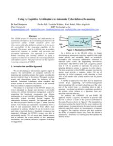 Using A Cognitive Architecture to Automate Cyberdefense Reasoning D. Paul Benjamin Partha Pal, Franklin Webber, Paul Rubel, Mike Atigetchi Pace University BBN Technolgies, Inc.  , franklin@eu