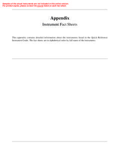 Appendix - Index of Fact Sheets