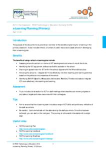 ICT in the Classroom - PDST Technology in Education (formerly NCTE)  e-Learning Planning (Primary) Ref: Introduction