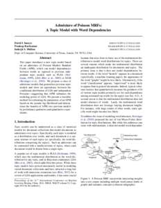 Statistical natural language processing / Statistical models / Poisson processes / Dynamic topic model / Latent Dirichlet allocation / Statistical theory / Regression analysis / Poisson distribution / Mixture model / Statistics / Probability and statistics / Mathematics