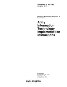 Department of the Army Pamphlet 25–1–1 Information Management: Management of Subdisciplines