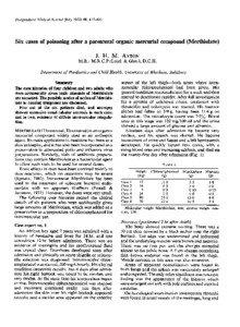 Postgradcuate Medical Journal (July[removed], [removed]Six cases of poisoning after a parenteral organic mercurial compound (Merthiolate)