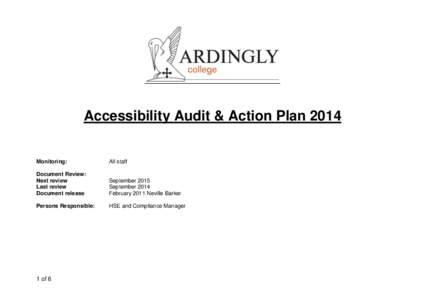 Accessibility Audit & Action PlanMonitoring: All staff