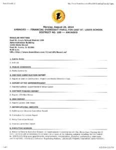 East St. Louis School District 189 Financial Oversight Panel meeting agenda - Aug. 25, 2014