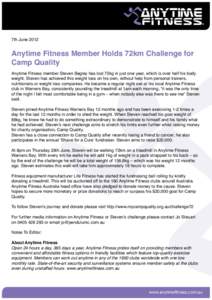 Treadmill / Steven / Walking / Health club / Fitness / Personal trainer / Exercise equipment / Anytime Fitness / Franchises