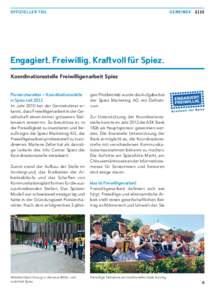 of f izieller Teil  Gemeinde 2 | 15 Engagiert. Freiwillig. Kraftvoll für Spiez. Koordinationsstelle Freiwilligenarbeit Spiez