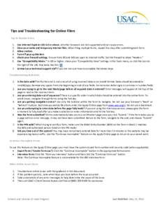 Tips and Troubleshooting for Online Filers Tips to Resolve Errors[removed].