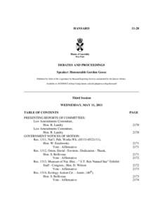 HANSARD[removed]DEBATES AND PROCEEDINGS Speaker: Honourable Gordon Gosse