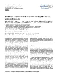 Atmos. Meas. Tech., 7, 2597–2613, 2014 www.atmos-meas-tech.net[removed]doi:[removed]amt[removed] © Author(s[removed]CC Attribution 3.0 License.  Field test of available methods to measure remotely SOx and NOx