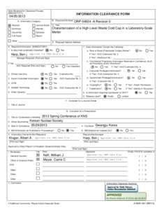 Date Received for Clearance Process (MM/DD/YYYY) INFORMATION CLEARANCE FORM[removed]