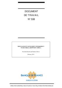 DOCUMENT DE TRAVAIL N° 538 THE ELASTICITY OF POVERTY WITH RESPECT TO SECTORAL GROWTH IN AFRICA