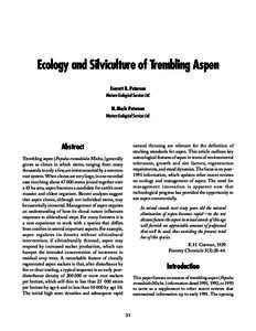 Ecology and Silviculture of Trembling Aspen Everett B. Peterson Western Ecological Services Ltd. N. Merle Peterson Western Ecological Services Ltd.