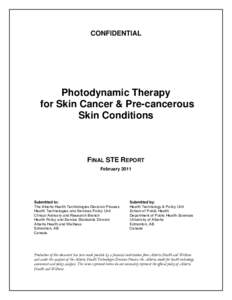 CONFIDENTIAL  Photodynamic Therapy for Skin Cancer & Pre-cancerous Skin Conditions