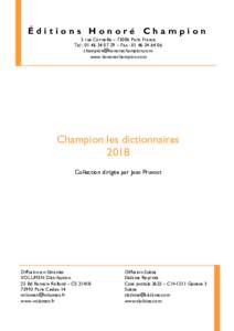 ÉDITIONS HONORÉ CHAMPION