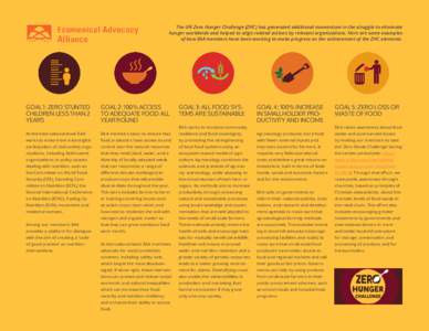 The UN Zero Hunger Challenge (ZHC) has generated additional momentum in the struggle to eliminate hunger worldwide and helped to align related actions by relevant organizations. Here are some examples of how EAA members 