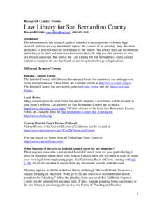Research Guide: Forms  Law Library for San Bernardino County Research Guide, www.sblawlibrary.org, (Disclaimer
