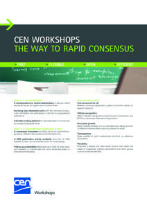 1 CEN WORKSHOPS THE WAY TO RAPID CONSENSUS 1 FAST  1