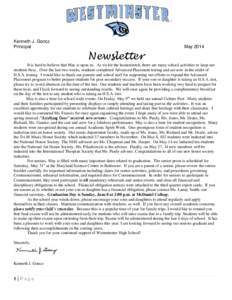 Kenneth J. Goncz Principal May[removed]Newsletter