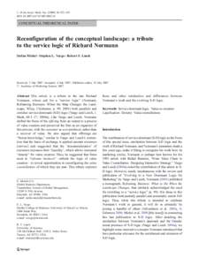 J. of the Acad. Mark. Sci[removed]:152–155 DOI[removed]s11747[removed]CONCEPTUAL/THEORETICAL PAPER  Reconfiguration of the conceptual landscape: a tribute