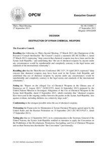 Syria / Organisation for the Prohibition of Chemical Weapons / Cluster munition / Chemical Weapons Convention / Syria and weapons of mass destruction / Asia / Fertile Crescent / Levant