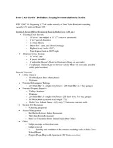 Route 3 Bar Harbor - Preliminary Scoping Recommendations by Section WIN[removed]: Beginning 0.57 of a mile westerly of Sand Point Road and extending easterly 4.71 miles to Route 233. Section I: Ireson Hill to Breakneck R