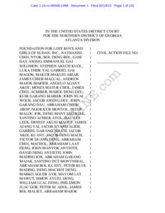 Case 1:15-cv[removed]LMM Document 1 Filed[removed]Page 1 of 101  IN THE UNITED STATES DISTRICT COURT FOR THE NORTHERN DISTRICT OF GEORGIA ATLANTA DIVISION