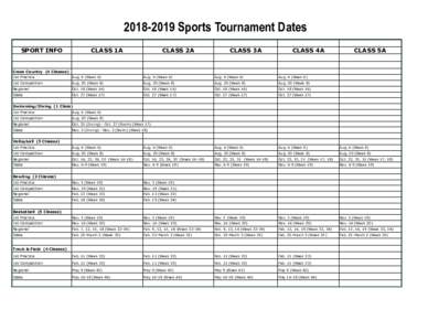 [removed]Sports Tournament Dates SPORT INFO CLASS 1A  CLASS 2A