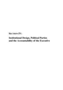 SECTION IV: Institutional Design, Political Parties and the Accountability of the Executive Opposition in a Small Westminster Parliament: The case of Tasmania#