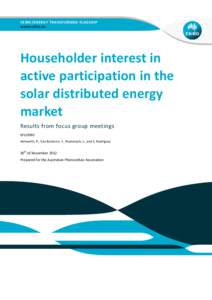 CESRE/ENERGY TRANSFORMED FLAGSHIP  Householder interest in active participation in the solar distributed energy market