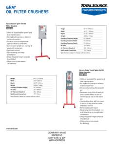 GRAY Oil Filter Crushers Featured Products  Automotive Spin-On Oil