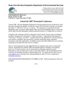 News from the New Hampshire Department of Environmental Services  29 Hazen Drive, Concord, NH 03302­0095  For information online, visit www.des.nh.gov  James P. Martin, Public Information Office