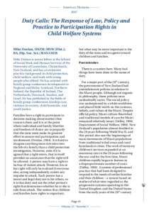 American Humane 2007 Duty Calls: The Response of Law, Policy and Practice to Participation Rights in Child Welfare Systems