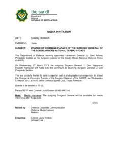 Microsoft Word - Surgeon General of the SANDF Change of Command Parade .doc