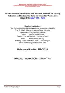 MRCI/08/F07/P33 - Partnership for Regional Food Developers Initiative –A Capacity Building Support Strategy for Poverty Reduction in West Africa and the Establishment of a Food and Organic Agriculture Network Establish