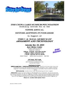 The China Lake Museum Foundation Cordially Invites You to the Ninth Annual Dinner~Auction~Fundraiser In Support of