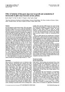 Effect of inclusion of blue-green algae meal on growth and accumulation of microcystins in gibel carp (Carassius auratus gibelio)