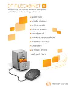 DT FILECABINET  An innovative, full-featured document management system for tax and accounting professionals  quickly scan